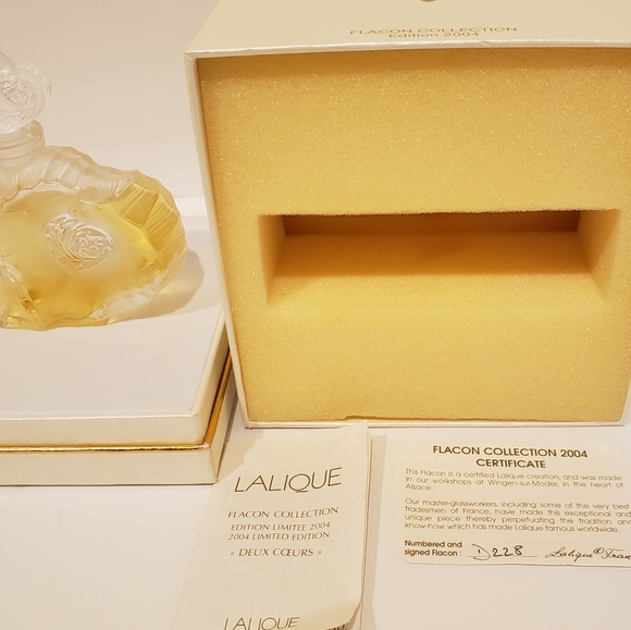 Authentic LALIQUE DEUX COEURS 2004 Crystal Limited Edition Hearts perfume Flacon - Picture 14 of 17